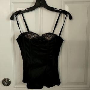 Bebe Black Corset with Peekaboo Lace Bralette